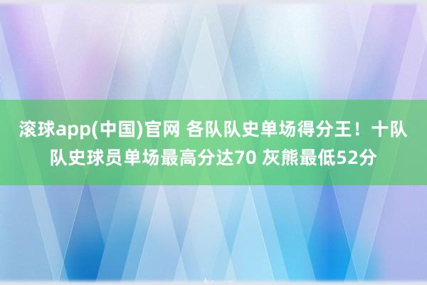 滚球app(中国)官网 各队队史单场得分王！十队队史球员单场最高分达70 灰熊最低52分