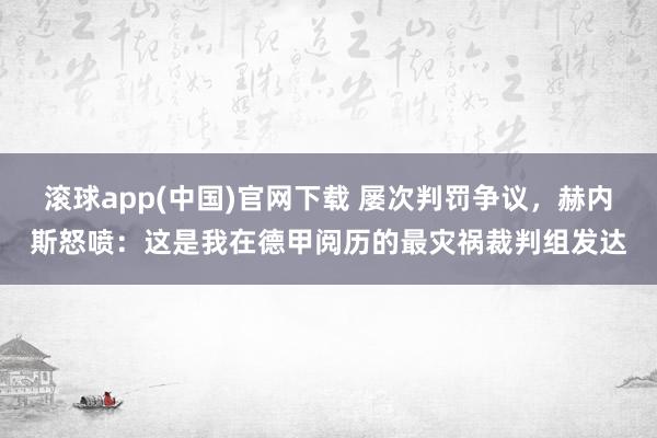 滚球app(中国)官网下载 屡次判罚争议，赫内斯怒喷：这是我在德甲阅历的最灾祸裁判组发达