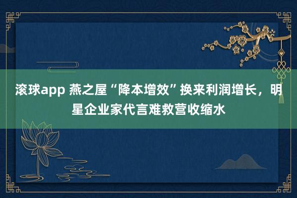 滚球app 燕之屋“降本增效”换来利润增长，明星企业家代言难救营收缩水