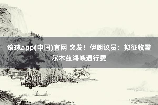 滚球app(中国)官网 突发！伊朗议员：拟征收霍尔木兹海峡通行费
