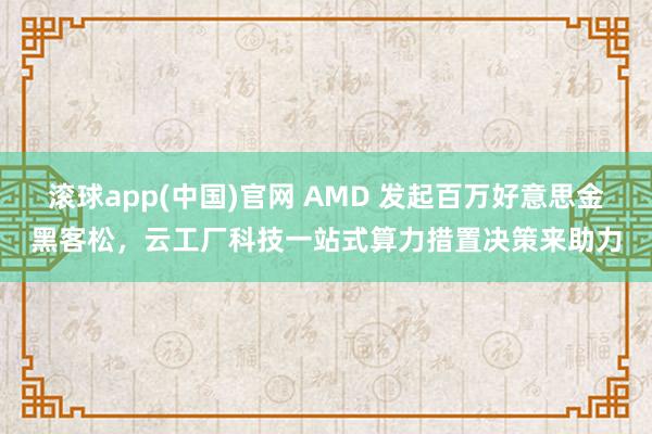 滚球app(中国)官网 AMD 发起百万好意思金黑客松，云工厂科技一站式算力措置决策来助力