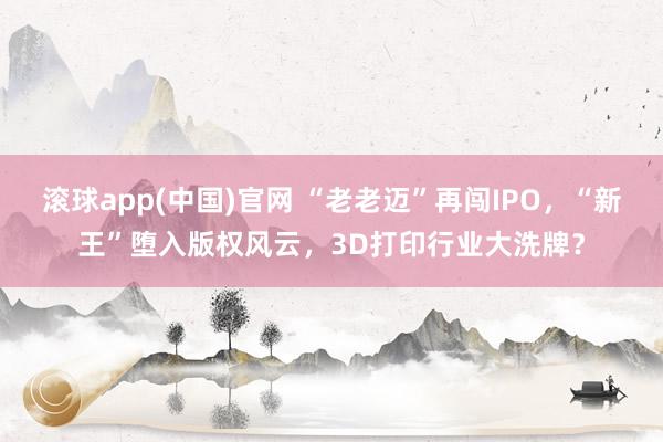 滚球app(中国)官网 “老老迈”再闯IPO，“新王”堕入版权风云，3D打印行业大洗牌？