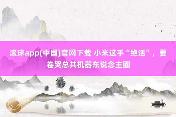 滚球app(中国)官网下载 小米这手“绝活”，要卷哭总共机器东说念主圈
