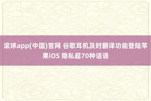 滚球app(中国)官网 谷歌耳机及时翻译功能登陆苹果iOS 隐私超70种话语