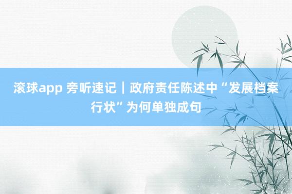 滚球app 旁听速记｜政府责任陈述中“发展档案行状”为何单独成句