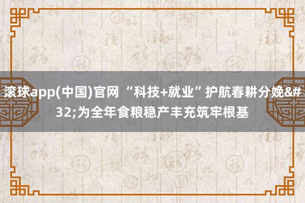 滚球app(中国)官网 “科技+就业”护航春耕分娩 为全年食粮稳产丰充筑牢根基