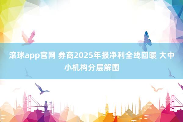 滚球app官网 券商2025年报净利全线回暖 大中小机构分层解围