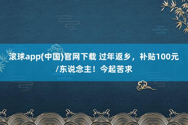 滚球app(中国)官网下载 过年返乡，补贴100元/东说念主！今起苦求