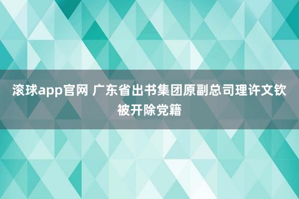 滚球app官网 广东省出书集团原副总司理许文钦被开除党籍