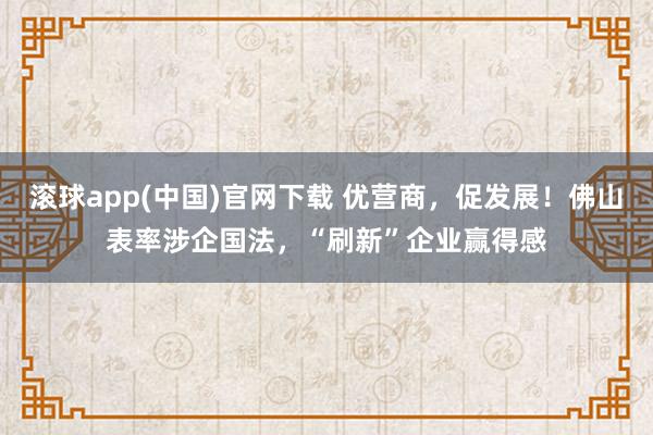 滚球app(中国)官网下载 优营商，促发展！佛山表率涉企国法，“刷新”企业赢得感