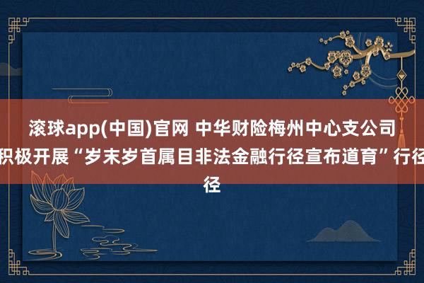 滚球app(中国)官网 中华财险梅州中心支公司积极开展“岁末岁首属目非法金融行径宣布道育”行径