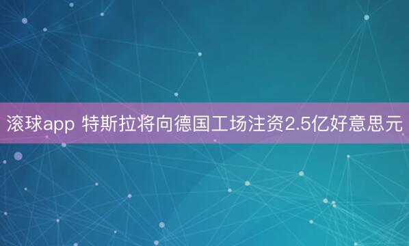 滚球app 特斯拉将向德国工场注资2.5亿好意思元