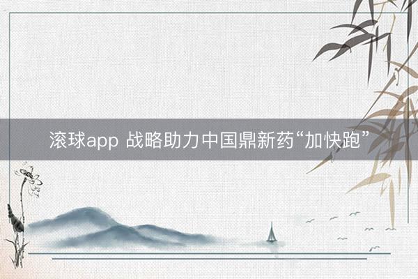 滚球app 战略助力中国鼎新药“加快跑”