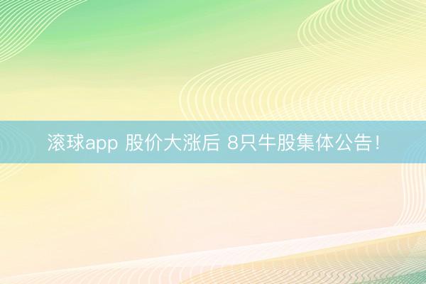 滚球app 股价大涨后 8只牛股集体公告！