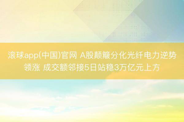 滚球app(中国)官网 A股颠簸分化光纤电力逆势领涨 成交额邻接5日站稳3万亿元上方