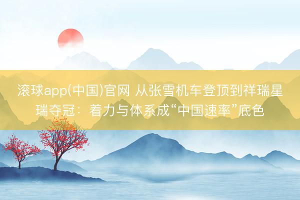 滚球app(中国)官网 从张雪机车登顶到祥瑞星瑞夺冠：着力与体系成“中国速率”底色