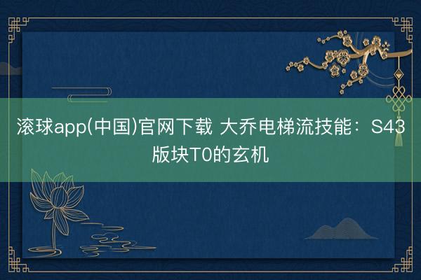 滚球app(中国)官网下载 大乔电梯流技能：S43版块T0的玄机