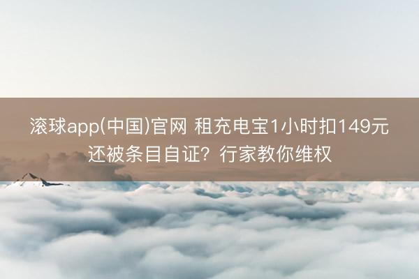 滚球app(中国)官网 租充电宝1小时扣149元还被条目自证？行家教你维权