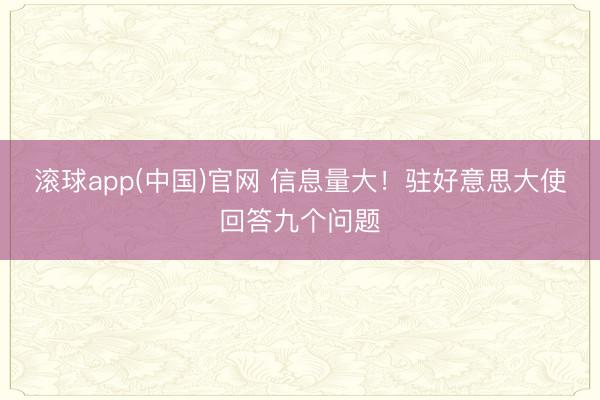 滚球app(中国)官网 信息量大！驻好意思大使回答九个问题