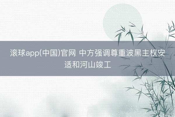 滚球app(中国)官网 中方强调尊重波黑主权安适和河山竣工