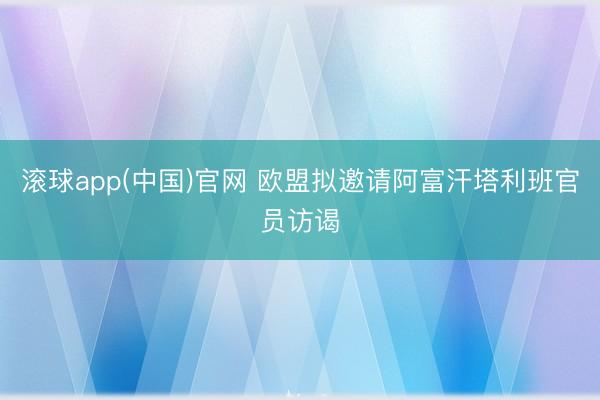 滚球app(中国)官网 欧盟拟邀请阿富汗塔利班官员访谒