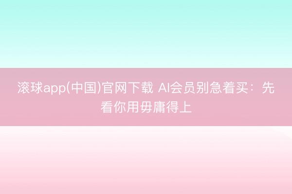 滚球app(中国)官网下载 AI会员别急着买：先看你用毋庸得上