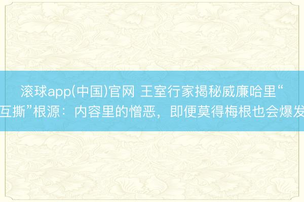 滚球app(中国)官网 王室行家揭秘威廉哈里“互撕”根源：内容里的憎恶，即便莫得梅根也会爆发