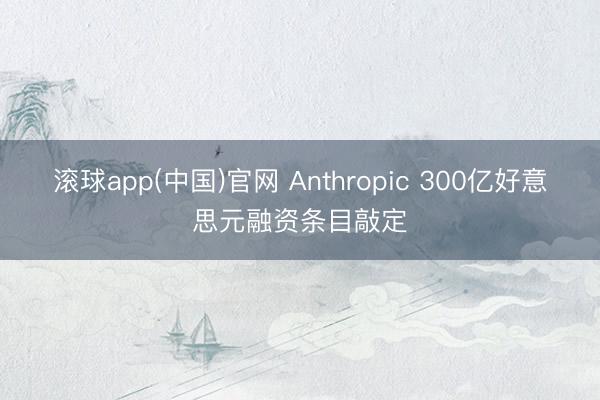 滚球app(中国)官网 Anthropic 300亿好意思元融资条目敲定