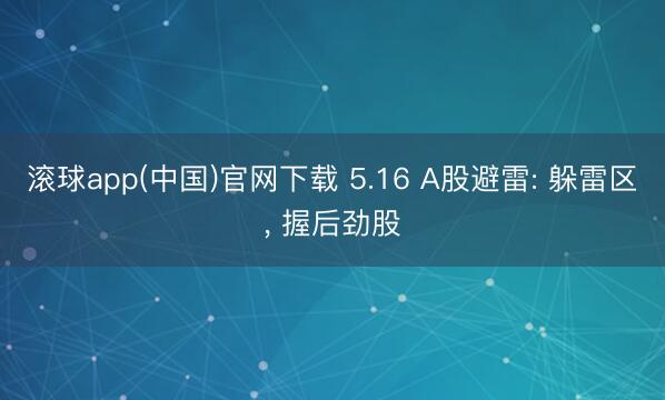 滚球app(中国)官网下载 5.16 A股避雷: 躲雷区， 握后劲股