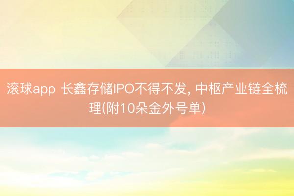 滚球app 长鑫存储IPO不得不发, 中枢产业链全梳理(附1