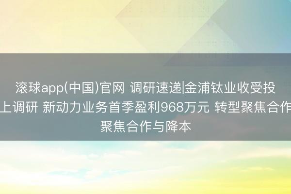 滚球app(中国)官网 调研速递|金浦钛业收受投资者线上调研 新动力业务首季盈利968万元 转型聚焦合作与降本