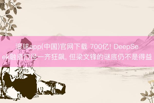 滚球app(中国)官网下载 700亿! DeepSeek融资口径一齐狂飙， 但梁文锋的谜底仍不是得益