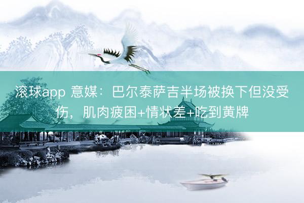 滚球app 意媒：巴尔泰萨吉半场被换下但没受伤，肌肉疲困+情状差+吃到黄牌