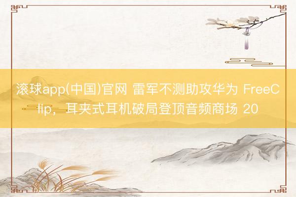 滚球app(中国)官网 雷军不测助攻华为 FreeClip，耳夹式耳机破局登顶音频商场 20