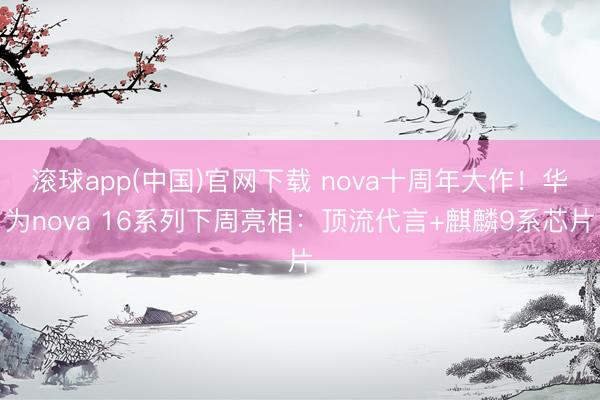 滚球app(中国)官网下载 nova十周年大作！华为nova 16系列下周亮相：顶流代言+麒麟9系芯片