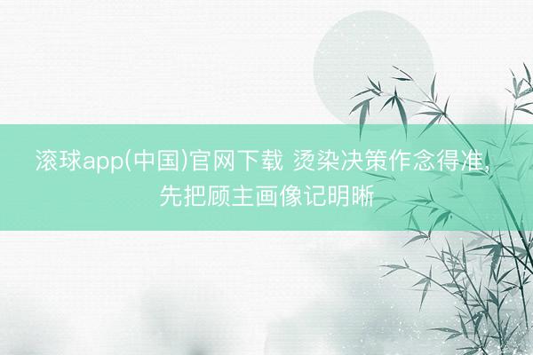 滚球app(中国)官网下载 烫染决策作念得准， 先把顾主画像记明晰