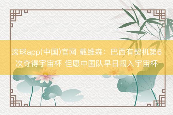 滚球app(中国)官网 戴维森：巴西有契机第6次夺得宇宙杯 但愿中国队早日闯入宇宙杯