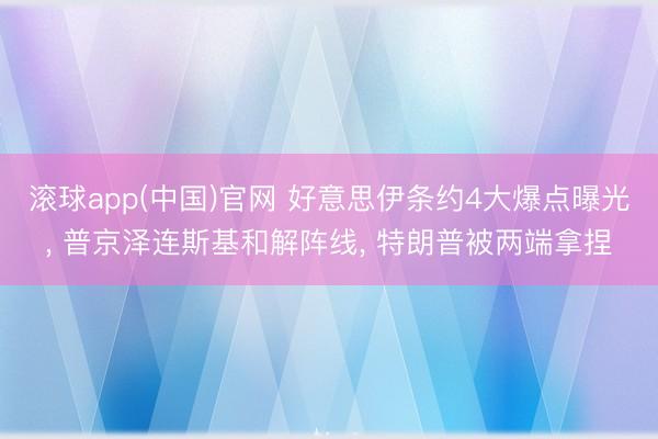 滚球app(中国)官网 好意思伊条约4大爆点曝光， 普京泽连斯基和解阵线， 特朗普被两端拿捏