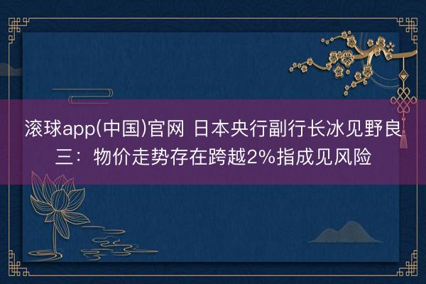 滚球app(中国)官网 日本央行副行长冰见野良三：物价走势存在跨越2%指成见风险